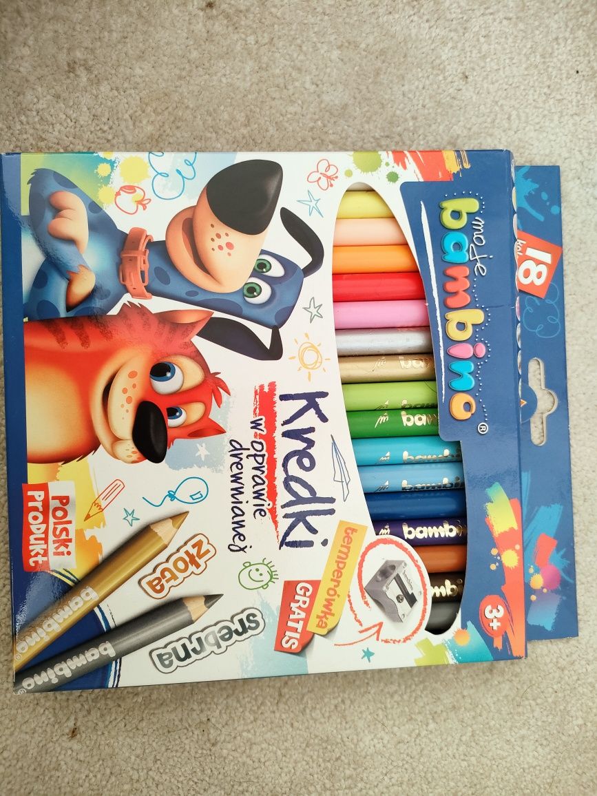 Kredki bambino grube w oprawie drewnianej