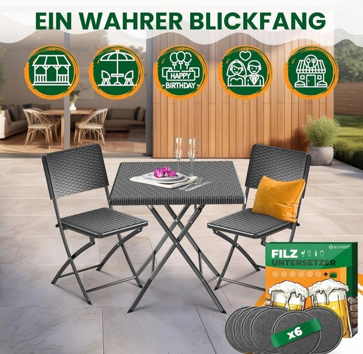 Zestaw mebli ogrodowych balkonowych stolik dwa krzesła