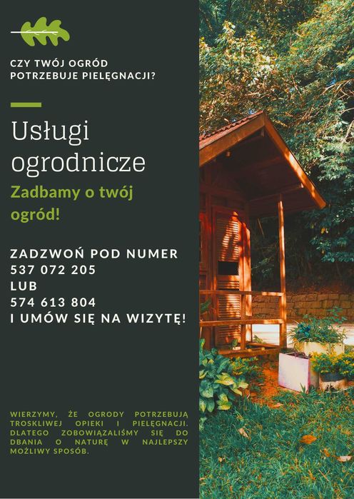 Usługi ogrodnicze - zakładanie ogrodów, pielęgnacja, przycinanie tuj