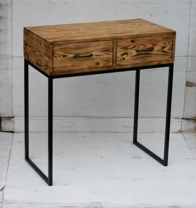 konsola loftowa industrialna stare drewno stal szuflady
