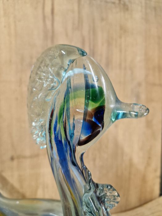 Szklana figurka kolorowe szkło Ząbkowice Koguta PRL