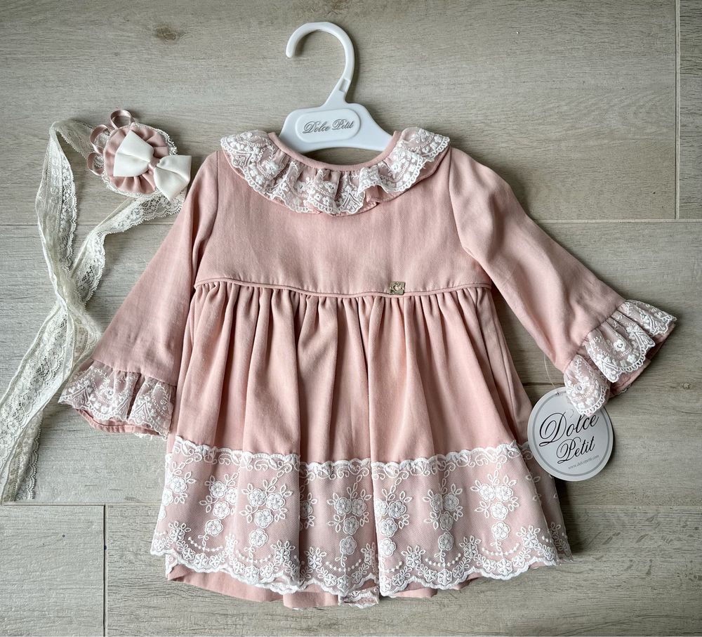 Różowa sukienka marki Dolce Petit r. 80