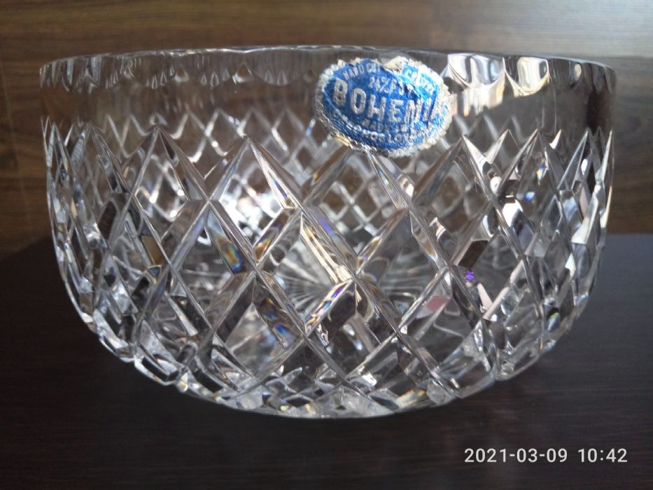 Круглая ваза/ фруктовница CRYSTAL BOHEMIA, D 19,5см., высота 10см