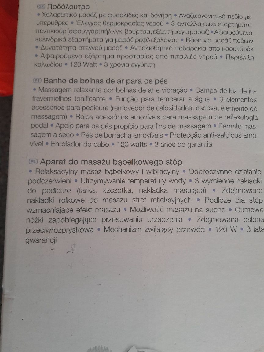 Aparat do hydromasażu stóp nowy Sanitas SFB15