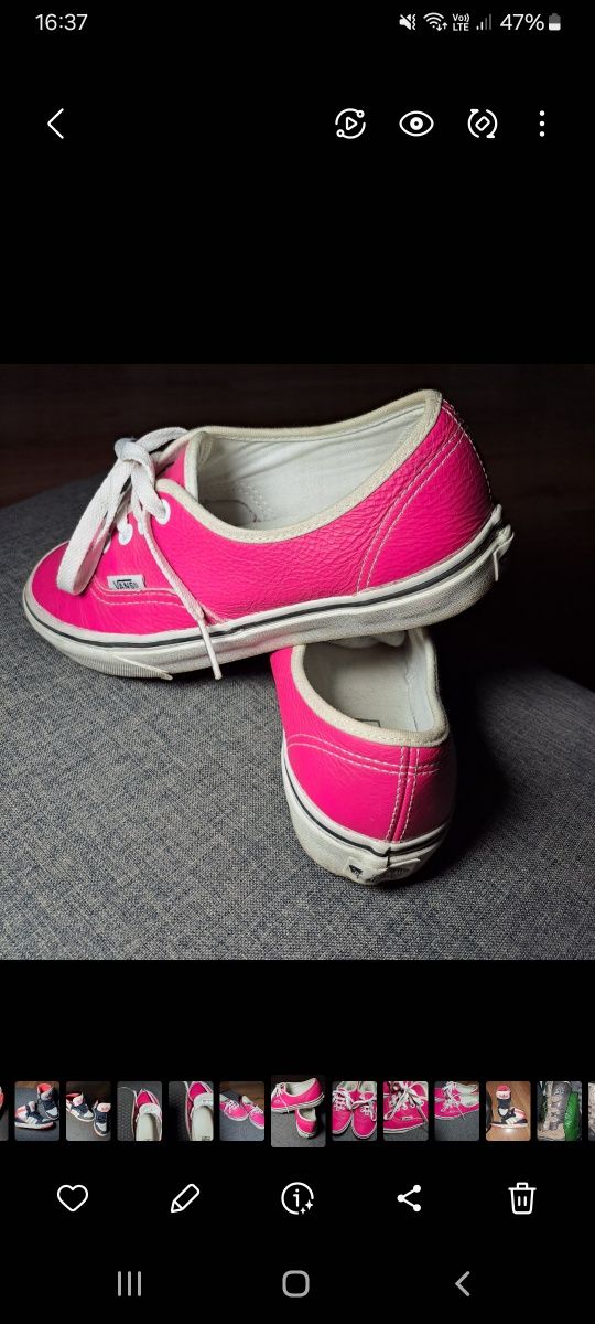 Trampki Vans leather authentic neon pink 37