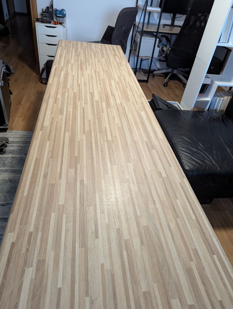 Biurko 250 cm podstawa Ikea, gruby blat