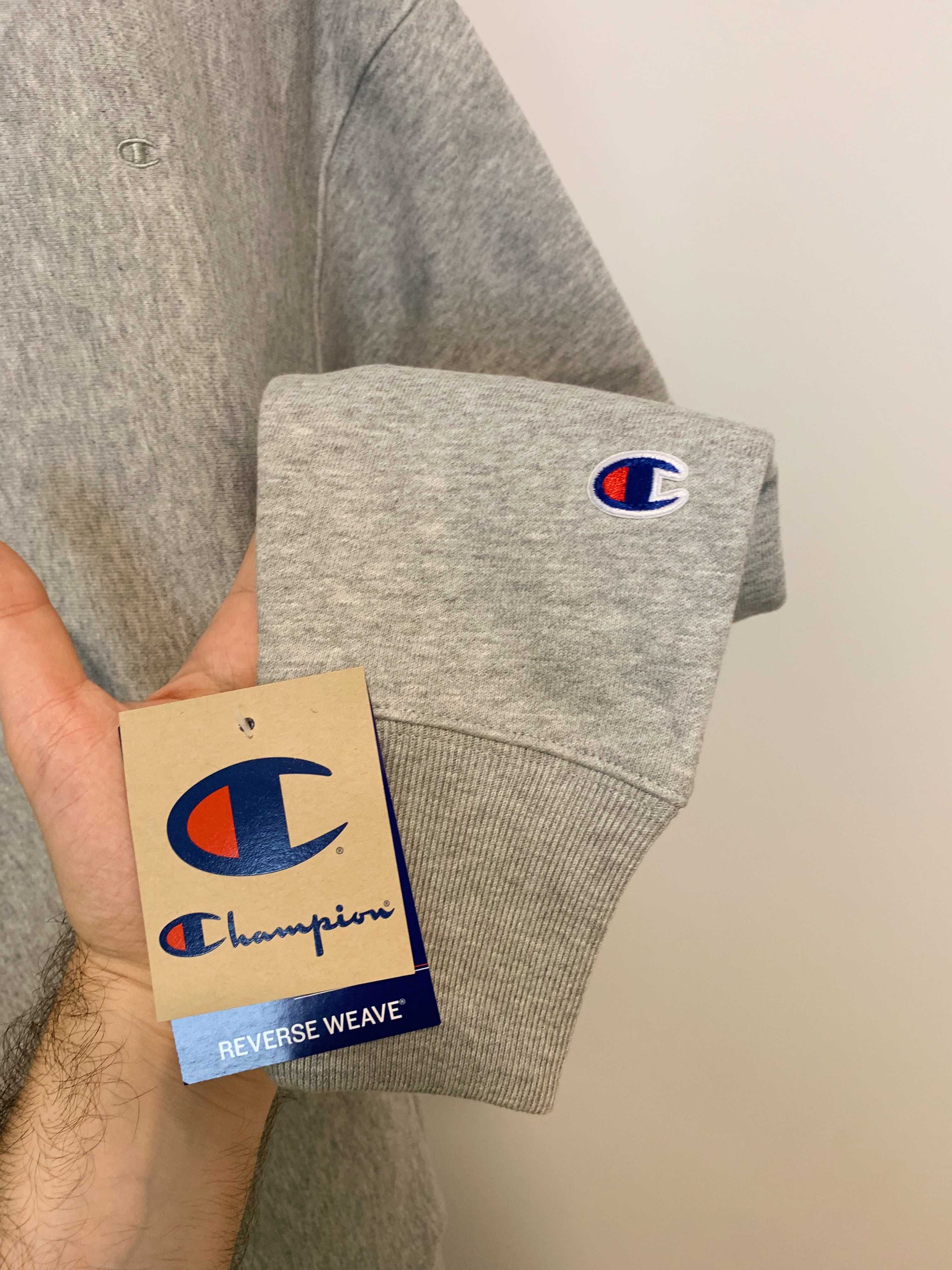 Champion Reverse Weave Quarter-Zip Sweatshirt Grey S M bluza half-zip