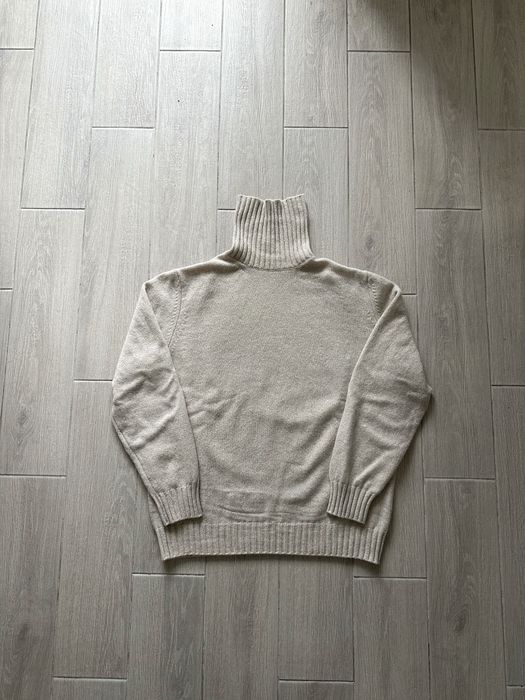 Чоловічий светр гольф вовна кашемір бежевий білий S. Moritz 52 L XL