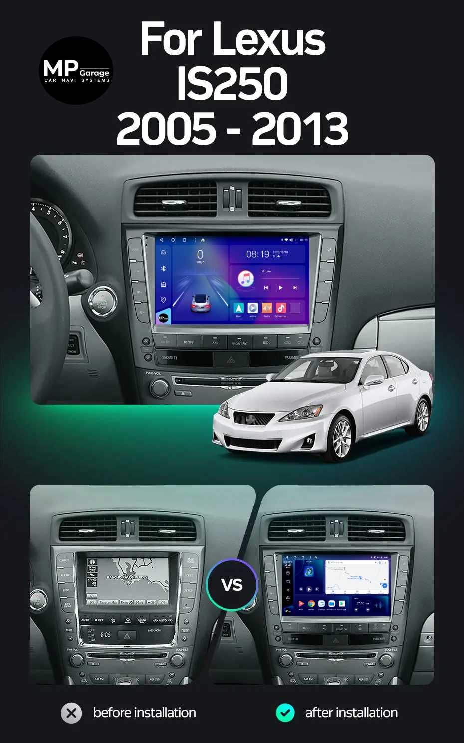 Lexus IS200/250/300 Radio Android CarPlay/AA 4G Qled LTE