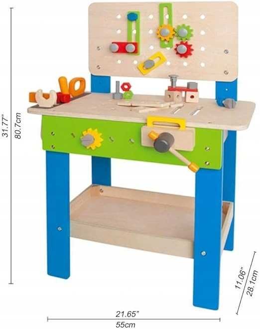 Stół warsztatowy Hape Master, drewniana ławka narzędziowa dla dzieci