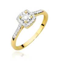 Ekskluzywny pierścionek zaręczynowy diamenty brylanty złoto 585