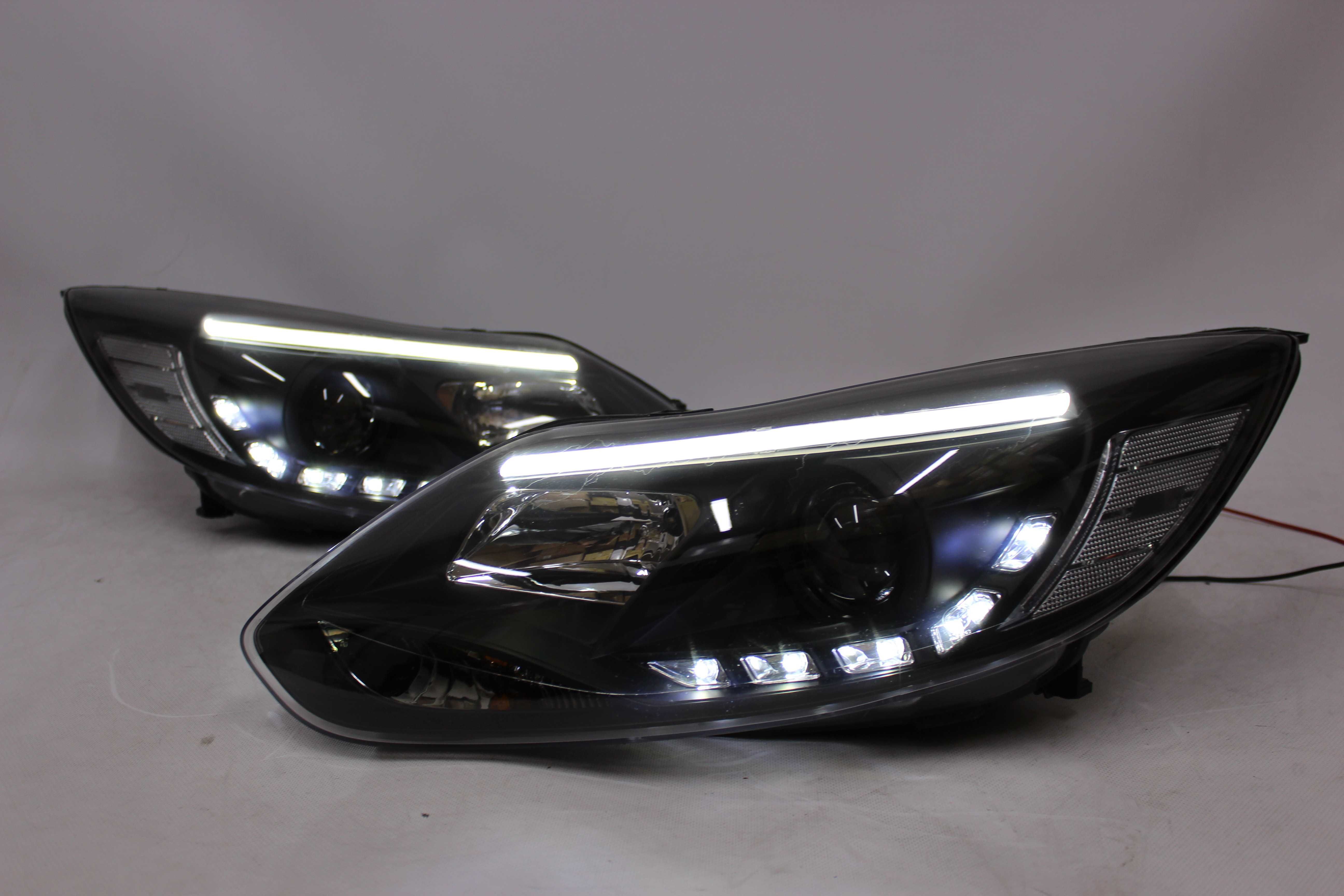 Lampy przednie przód FORD FOCUS 3 mk3 10-15 LED BAR NEON BLACK SMOKE!