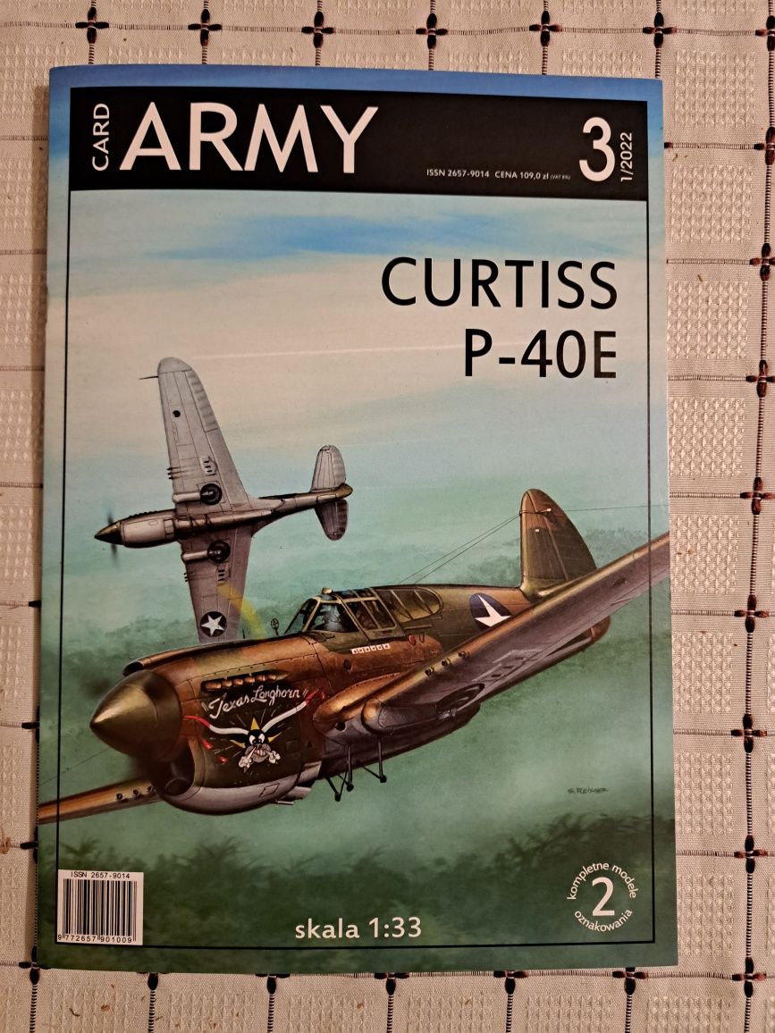Curtiss P-40E Card Army model kartonowy