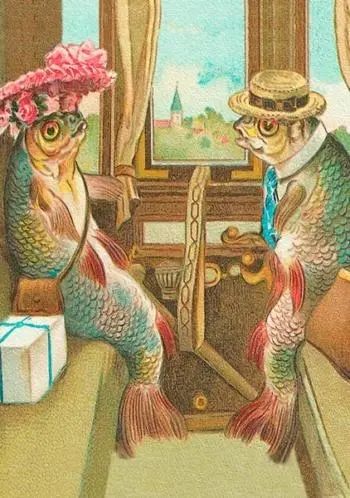 Karnet B6 z kopertą Ryby w pociągu. Madame Treacle