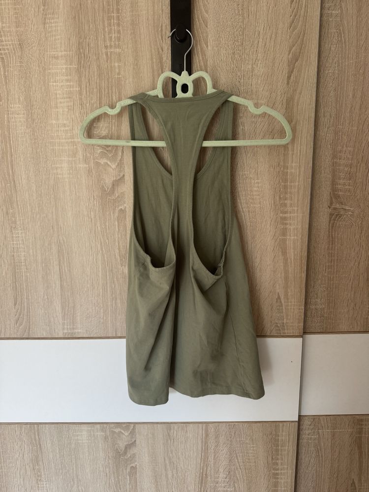 Tank top Gymshark S khaki fitness siłownia na lato modna hit