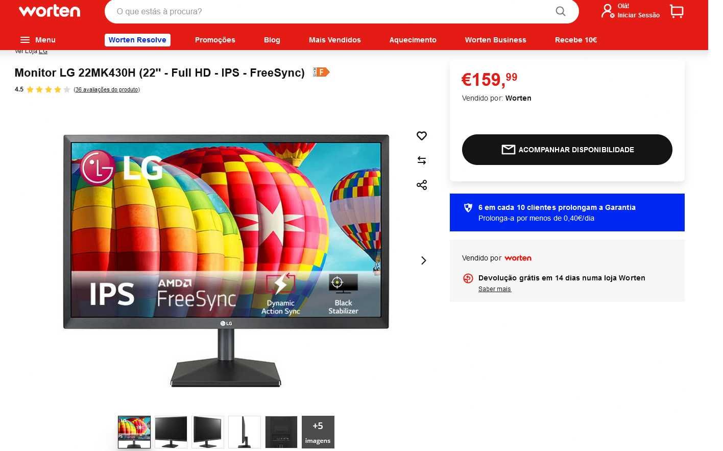Monitor LG 22MK430H (22'' - Full HD - IPS - FreeSync)