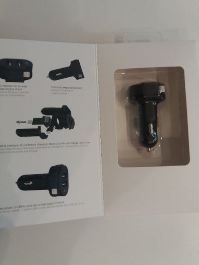 Ładowarka samochodowa uniwersalna Xqisit 6A Dual USB + iPhone