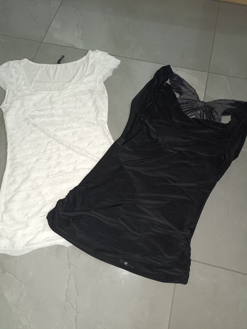 Eleganckiego bluzeczki gratis bokserka S/M biała i czarna z motylem