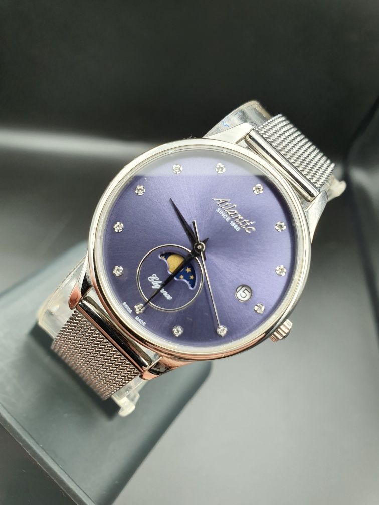 Atlantic Elegance Moonphase - bransoleta mesh, szafir, fazy księżyca