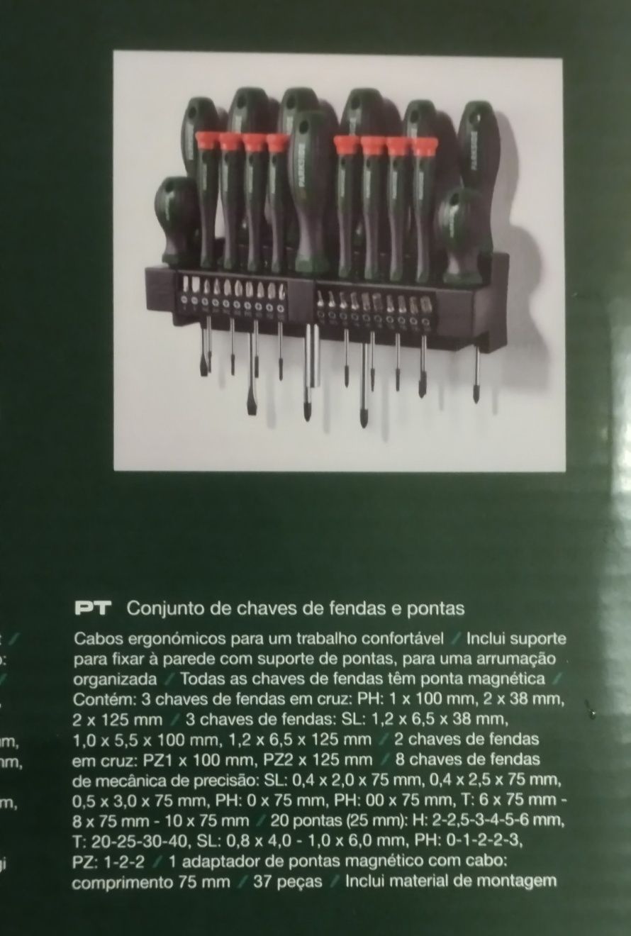 Conjunto de 37 chaves e pontas Parkside ( Novo )