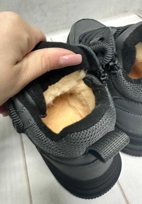 Зимові дитячі черевики MD на овчині сірий/хакі 32-37