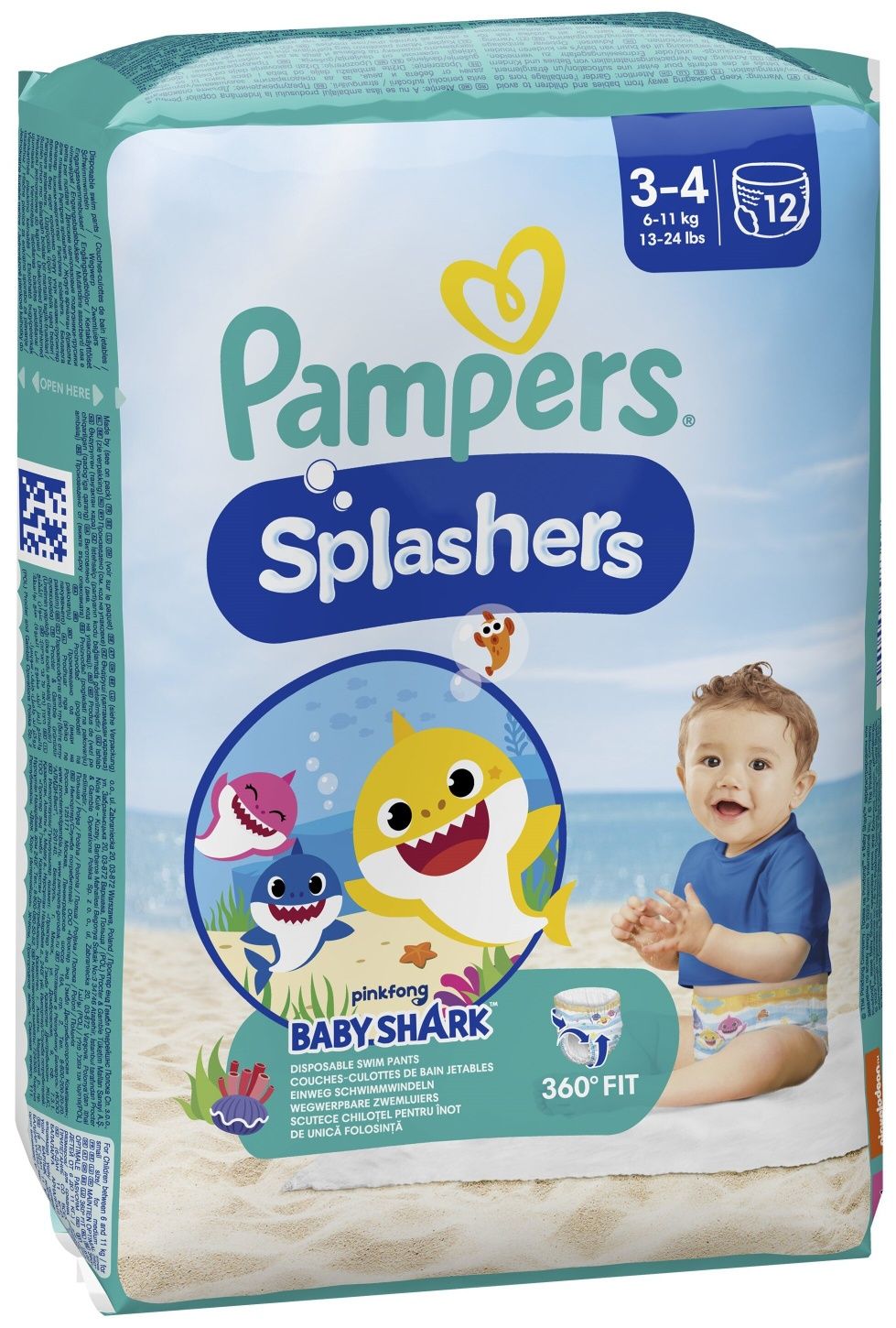 Pieluchomajtki PAMPERS Splashers Baby Shark (12 szt.) do wody