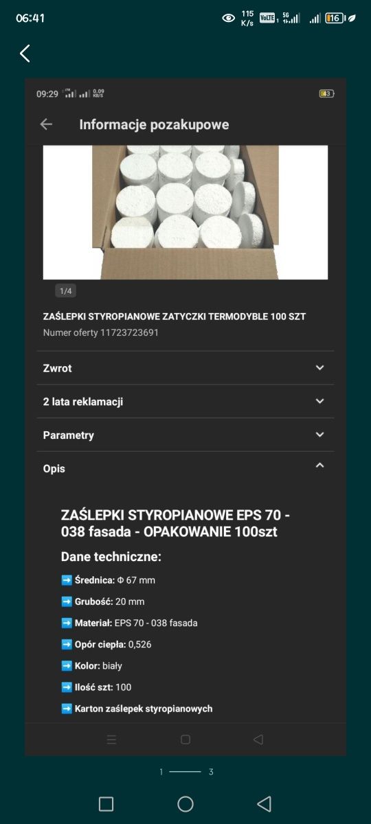 Termodyble białe, zaślepki styropianowe do elewacji EPS70, frez wykraw