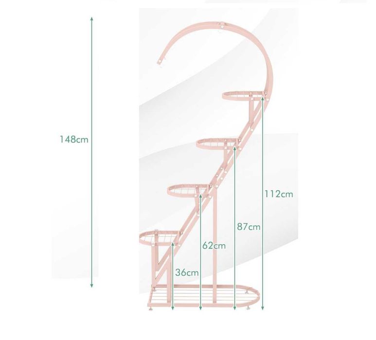 Kwietnik stojak regał Na Rośliny 5-Poziomowy różowy metalowy