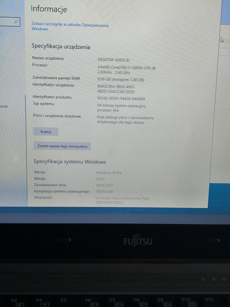 Sprzedam laptop Fujitsu parametry na zdjęciach