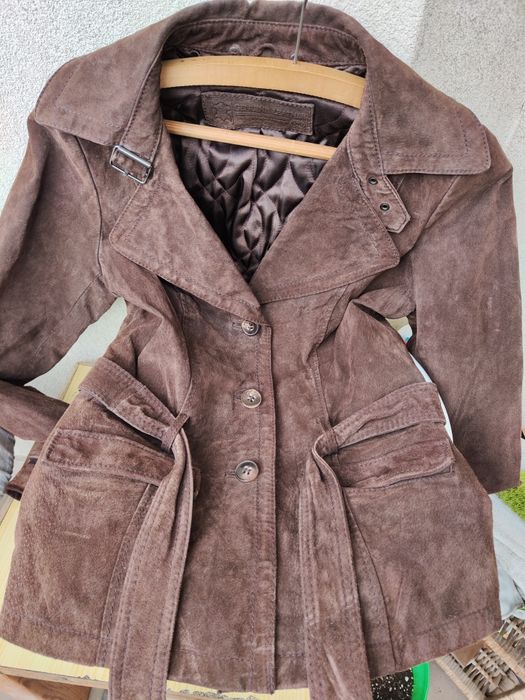 Kurtka skórzana, zamszowa, ocieplana