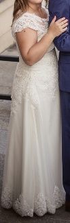 Suknia ślubna ecru z koronką, rozmiar 38 na wzrost 160cm +7cm obcas