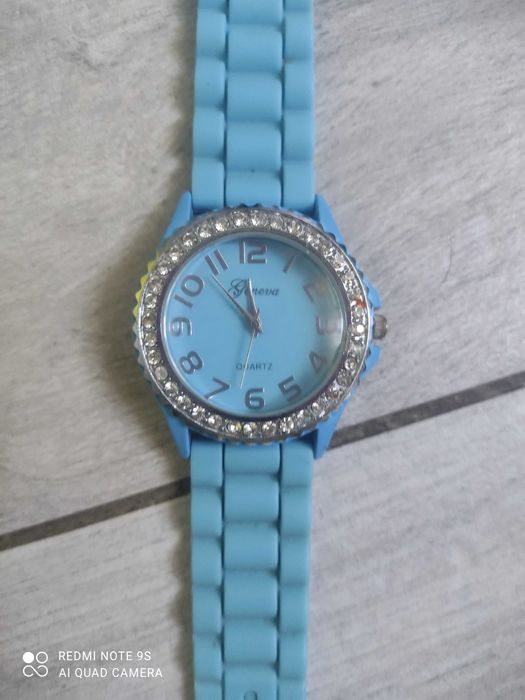 Zegarek damski Geneva niebieski silikonowy pasek