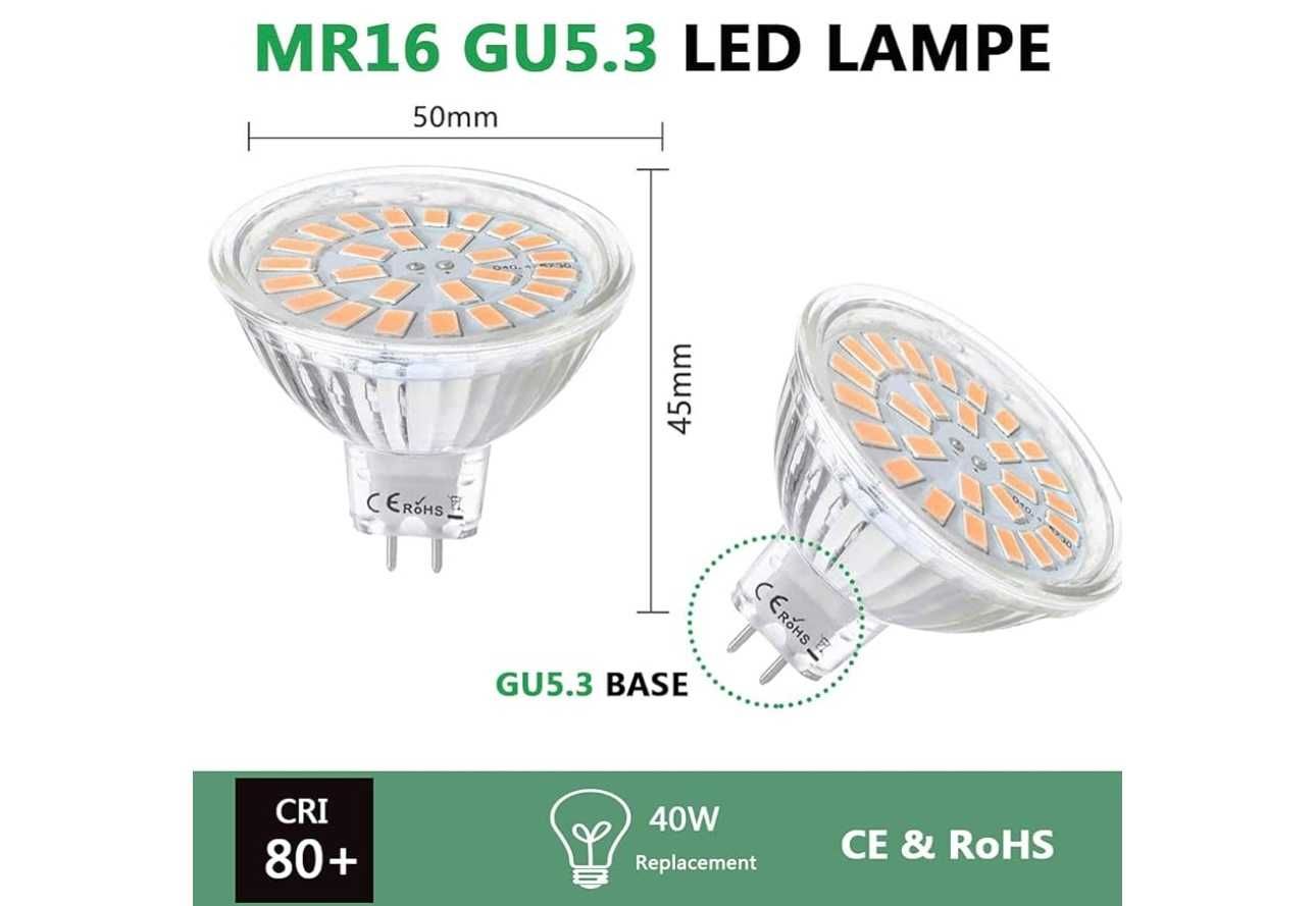 Żarówka LED Vlio MR16 GU5.3 5W=40W 3000K 450 Lumenów zestaw 6 szt.