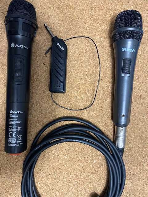 Set MICROFONES Wireless NGS Singer Air + STAGG SDM010 + Cabos