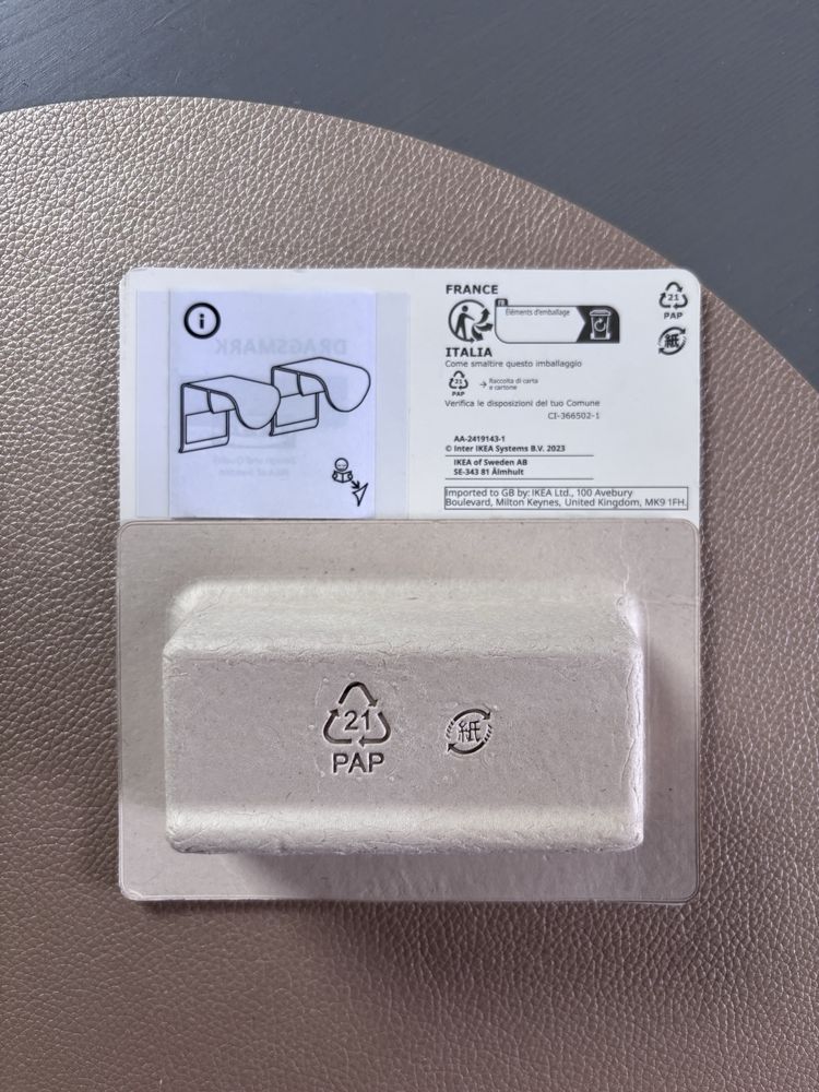 Ikea DRAGSMARK Uchwyt zaciskany, biały, 40 mm 2sztuki nowe