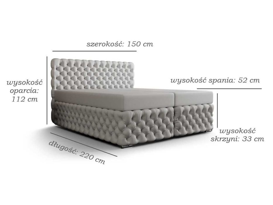 Łóżko Pikowane Kontynentalne  + Materac Wybór Rozmiarów Kolory FIGO 2