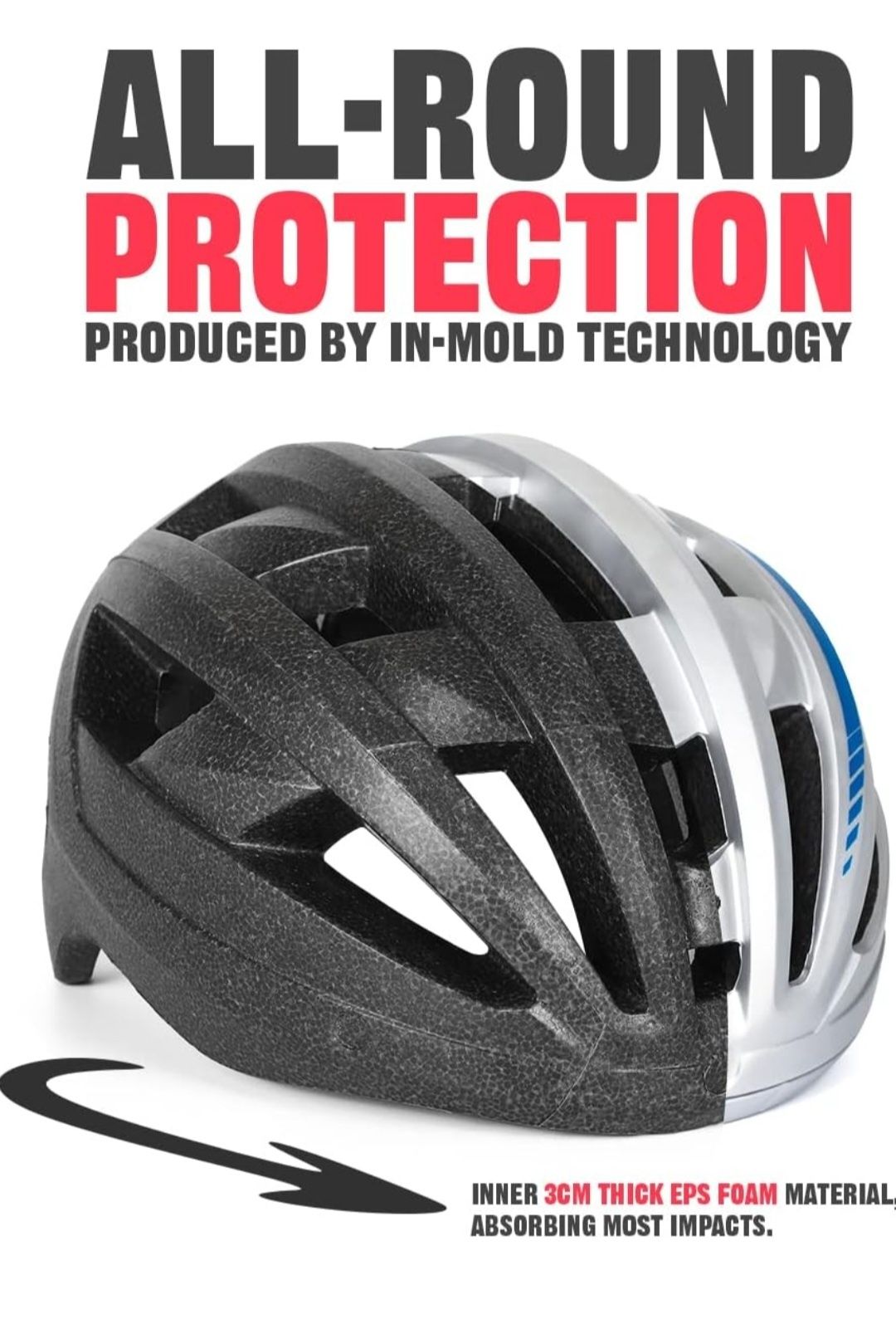 Victgoal Kask rowerowy z ładowanym przez USB, światło LED