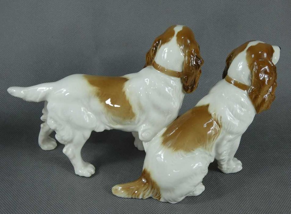 Figura porcelana Hutschenreuther dwa Cocker Spaniel pies 1970 - 1985
