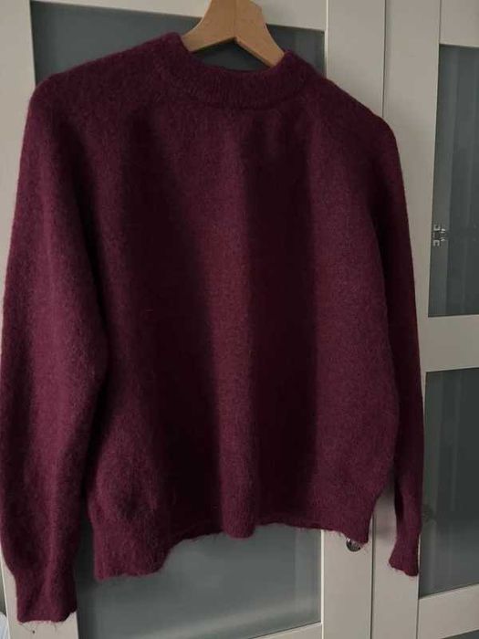 Zara burgundowy sweter wełna, alpaka NOWY