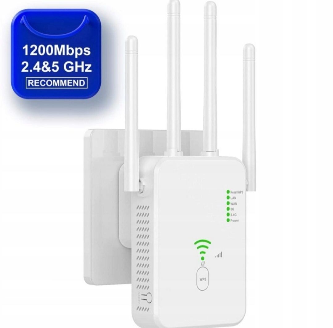 Wzmacniacz Sygnału WiFi Sieci 5ghz Mocny 1200Mb/s Zasięg WiFi REPEATER