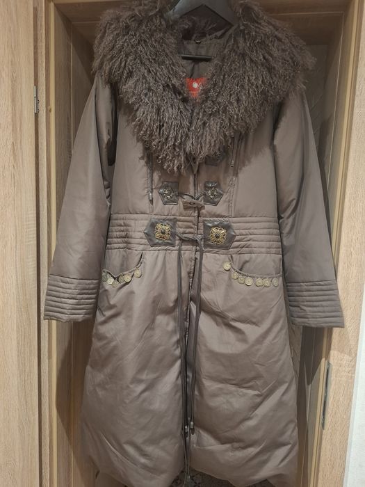 Zimowy płaszcz damski rozm XL futerko okazja vintage