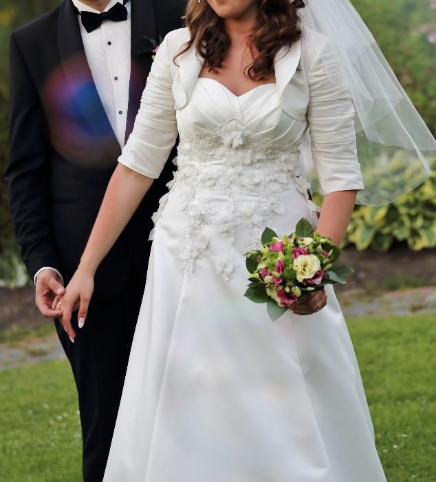 suknia ślubna +bolerko+welon,rozmiar 40-42
