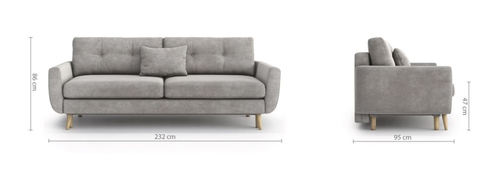 Sofa z funkcją spania + dwa fotele