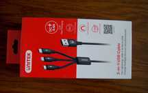 Kabel USB Unitek USB-A - USB-C + microUSB + Lightning 1.2 m Czarny