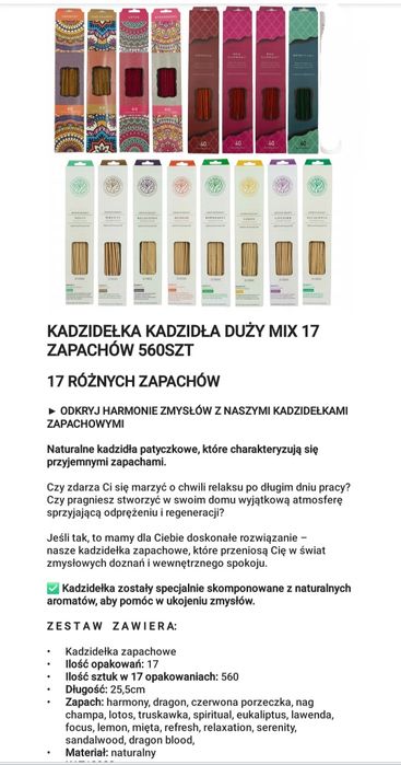 Kadzidła kadzidło kadzidełka naturalne, ZESTAW