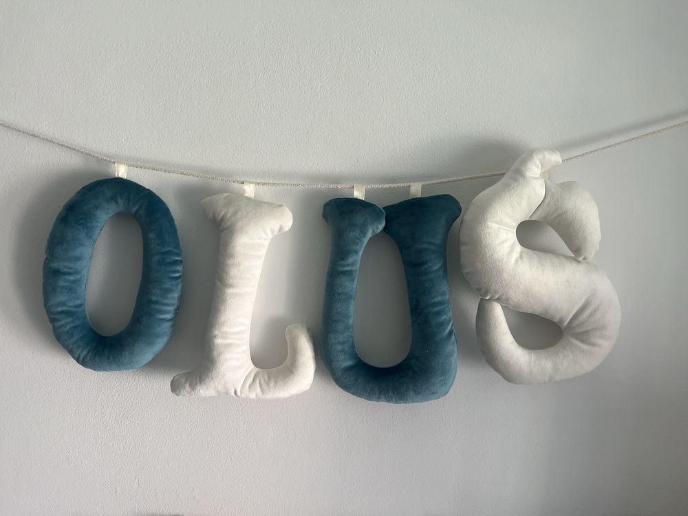 Imię dziecka dekoracja pokoju szyte literki handmade