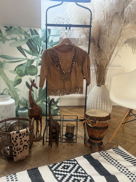 Bluzka koszula indiańska recznie szyta skora jelenia oryginalna