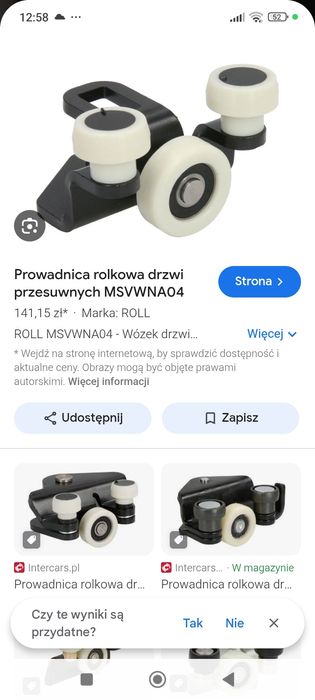 Prowadnica rolka drzwi nowa