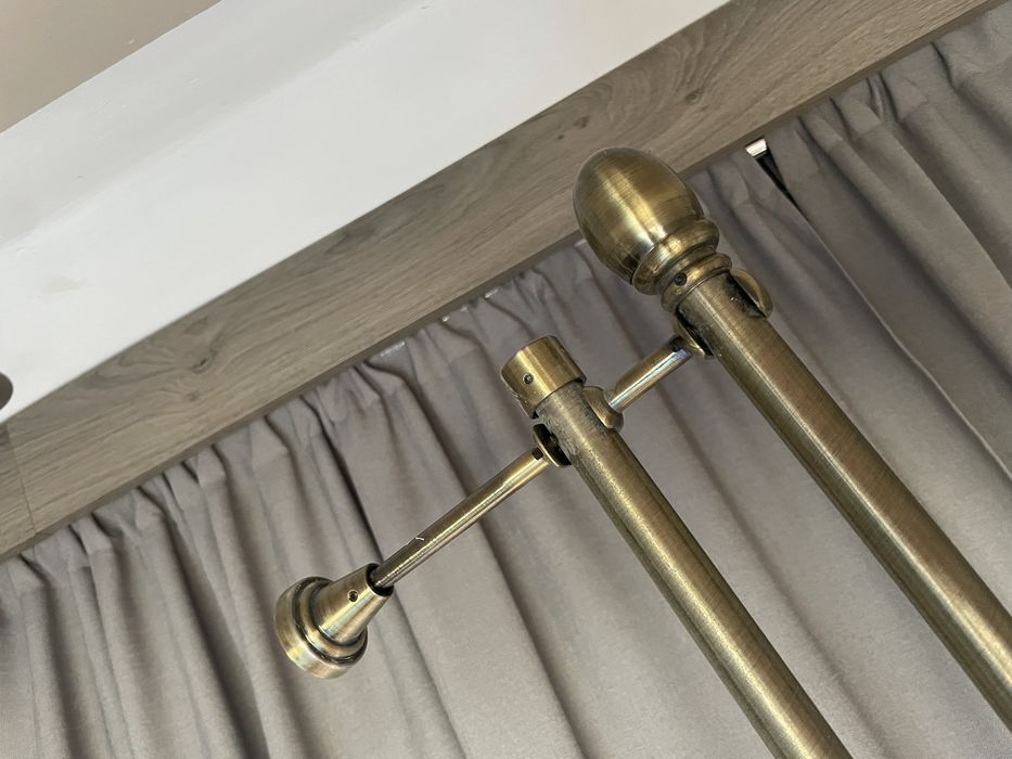 Karnisz podwójny żabki w super stanie retro stare złoto 200cm