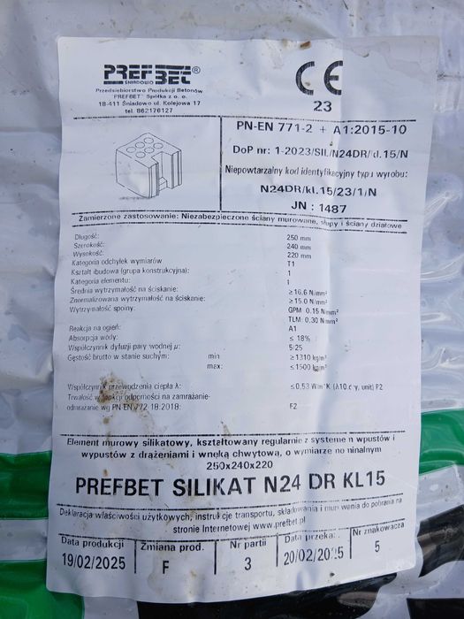 Pustak silikatowy prefbet n24 75sz + 1gratis